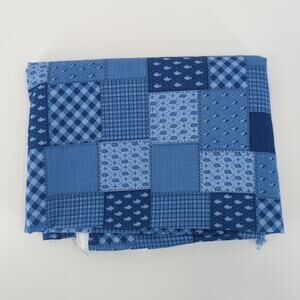 VIP Print Cranston Print Works Co Patchwork Blue Fabric Plaid Squares ~4 yds